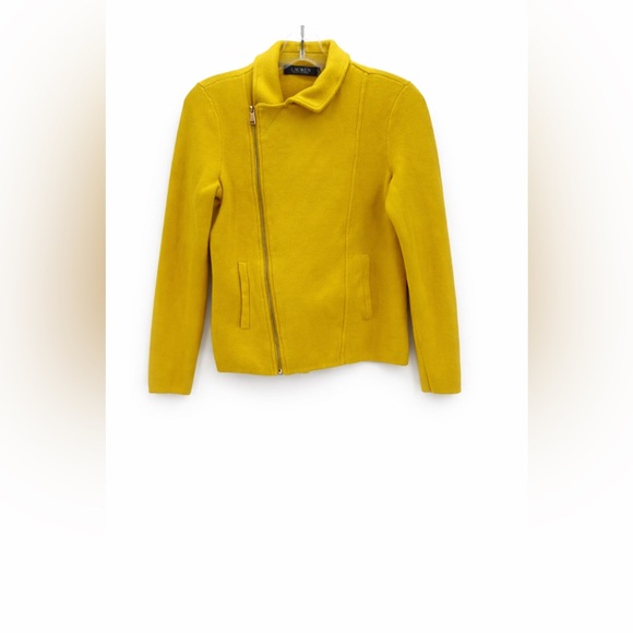 Lauren Ralph Lauren Cotton-Blend Moto Asymmetrical Zip Tailored Jacket SZ-M - Picture 2 of 16